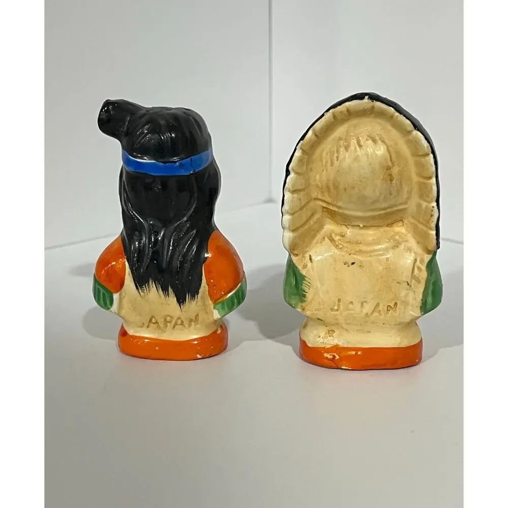 Vtg Native American Salt Pepper Shakers‎ Pair Southwestern Kitsch Made In Japan